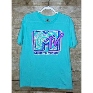 MTV PASTEL BRIGHT 90S Y2K COBIN FOO FIGHTERS RAP HIP HOP GRAPHIC TEE SIZE LARGE